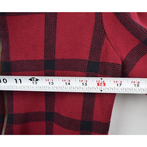 Lauren Ralph Lauren Womens Sweater Jacket Red Buffalo Plaid Zip Cotton Sz Small - Picture 15 of 16